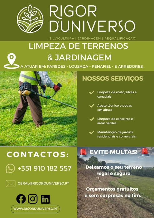 RIGOR D'UNIVERSO - Limpeza de Terrenos - Corte de Mato - Prevenção de Incêndios | Norte Portugal