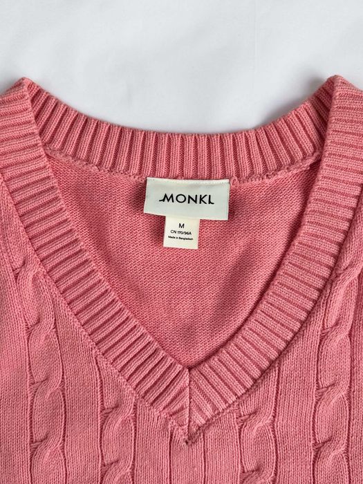 Sweter kamizelka swetrowa Monki 100% bawełna cotton różowy