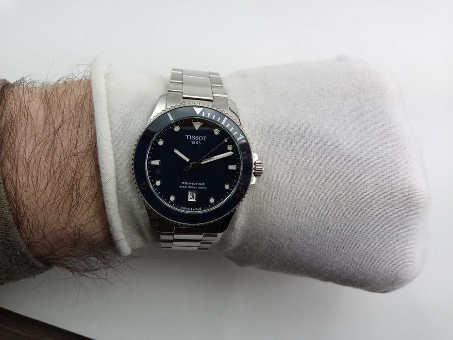 Швейцарские мужские часы Tissot Seastar 1000 40мм Сапфир, антиблик, 300м