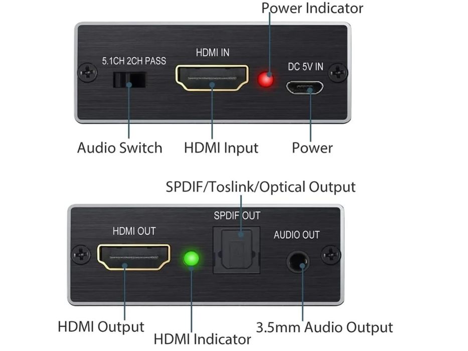 rator de Áudio Hdmi 4Kx2K Hdmi1212-Y12 Preto