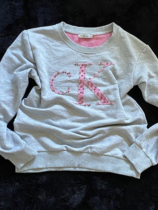 Bluza calvin klein jeans szaro-różowa