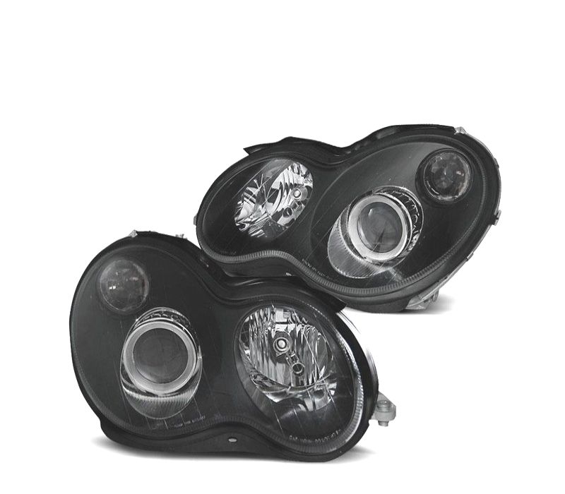 FARÓIS COM PROJETOR MERCEDES C W203 SPORTCOUPE C203 01-04 FUNDO PRETO