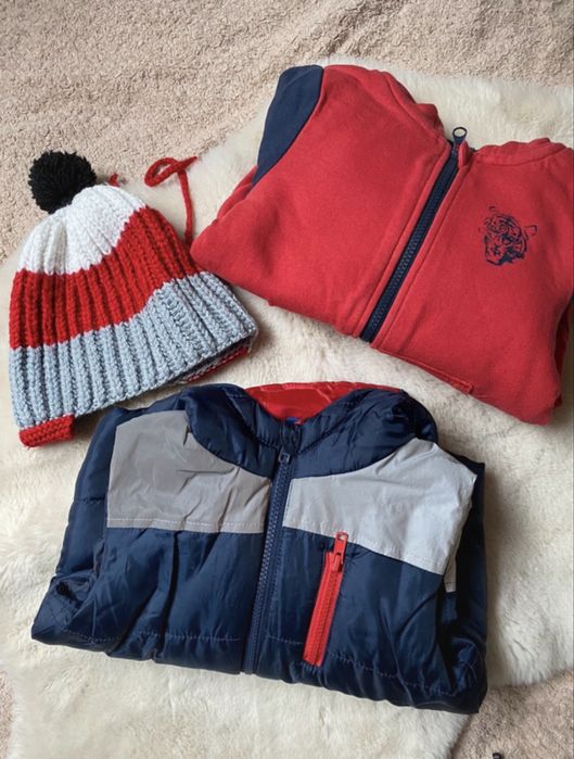 Ciepła bluza ocieplana + kamizelka bezrękawnik + czapka