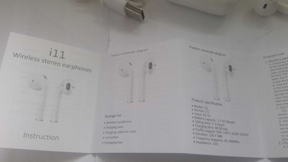 Bezprzewodowy zestaw słuchawkowy Bluetooth 5.0 i11 S34