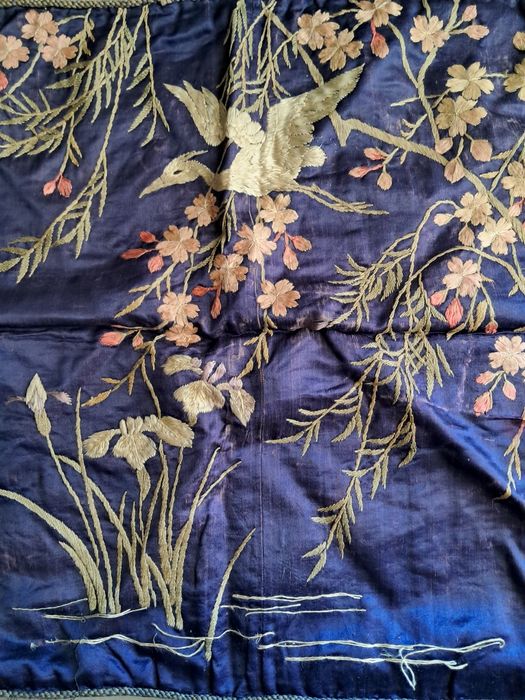 Colcha e fronhas de seda chinesa sec. XIX