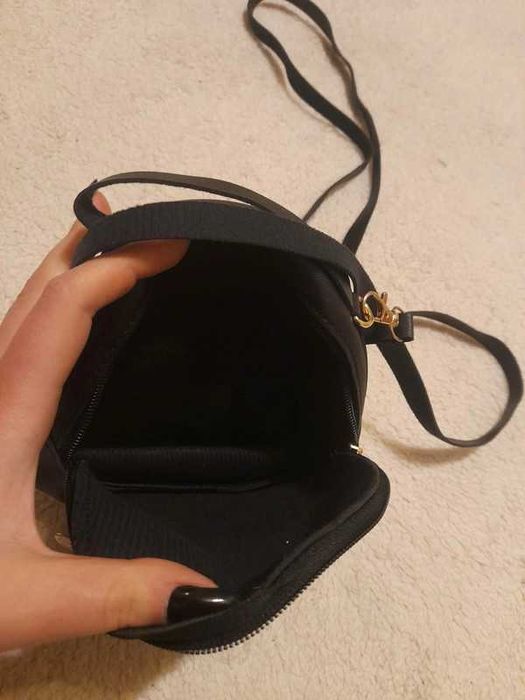 Mały czarny stylowy plecaczek Mom torba na ramię
