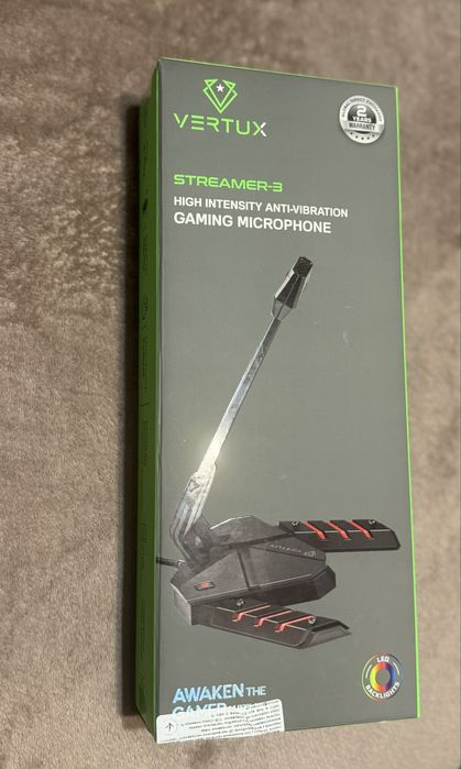 Мікрофон Vertux Streamer-3 LED, USB Black (streamer-3.black)