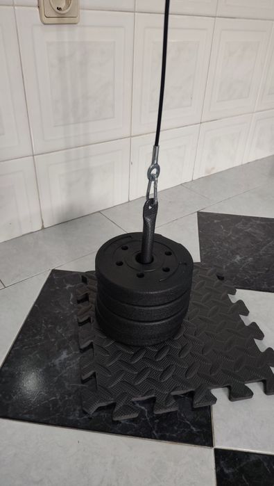 Discos + Banco + Halteres + Polia - Kit Musculação Completo