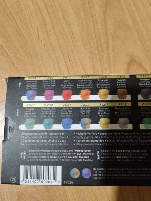 Farbki artystyczne FINETEC PREMIUM Pearlescent 24 kolory.