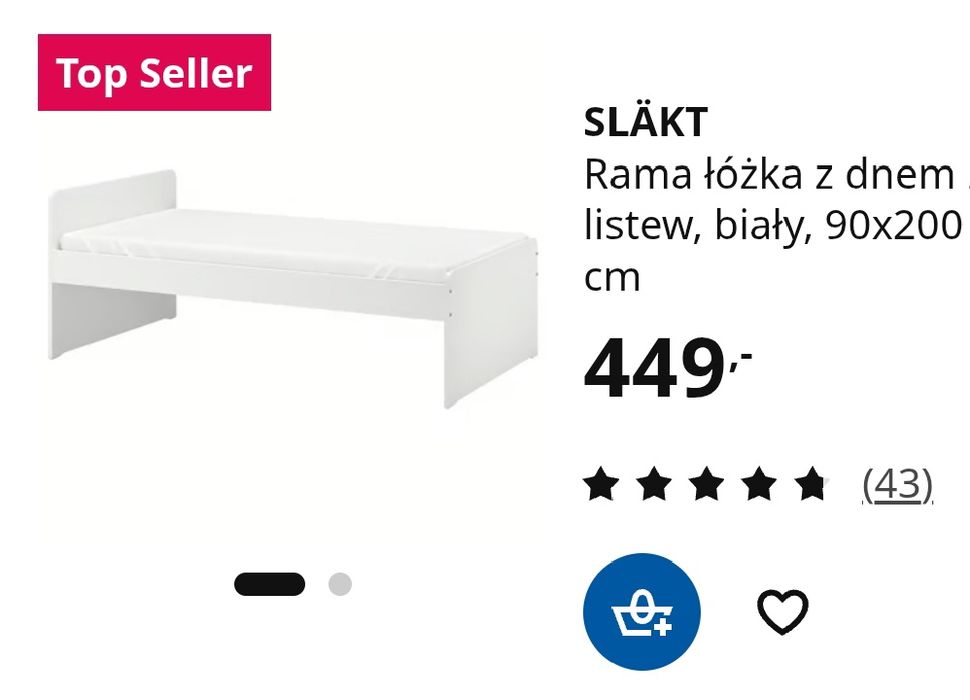 Łóżko Ikea Släkt 90x200  bez  materaca