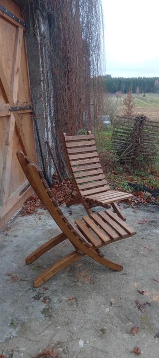 Leżak,  drewniany fotel ogrodowy, składany