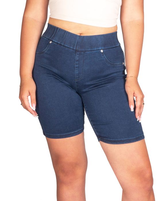 Spodenki Jeansowe Damskie Elastyczne Granatowe Duże Rozmiary 54