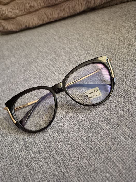 Nowe damskie okulary zerówki kocie oko blue light