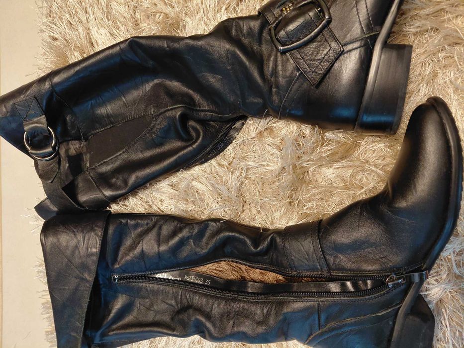 Skórzane kozaki damskie rozmiar 35