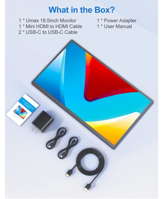 Monitor portátil 18,5 polegadas 120Hz FullHD Hdr IPS Gaming NOVO