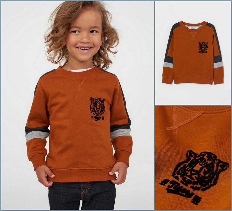 H&M  brązowa bluza z tygrysem