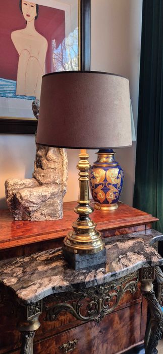 Mosiężna lampa hollywood regency mid century design antyk modern chic