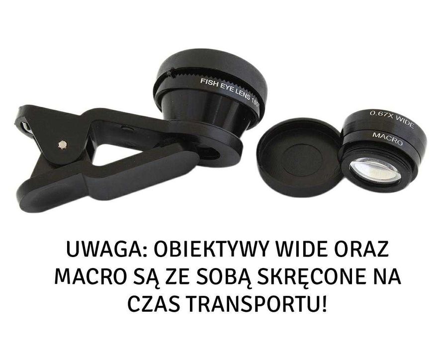 NOWE! Obiektywy do telefonu macro fish eye wide  ZESTAW