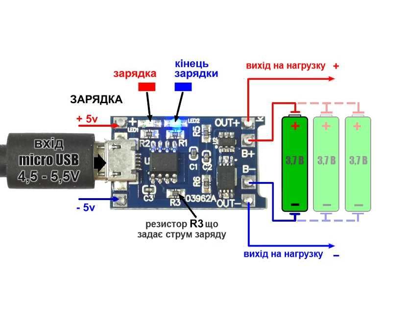 10шт/лот TP4056 Micro USB Плата зарядки с защитой для Li-ion АКБ