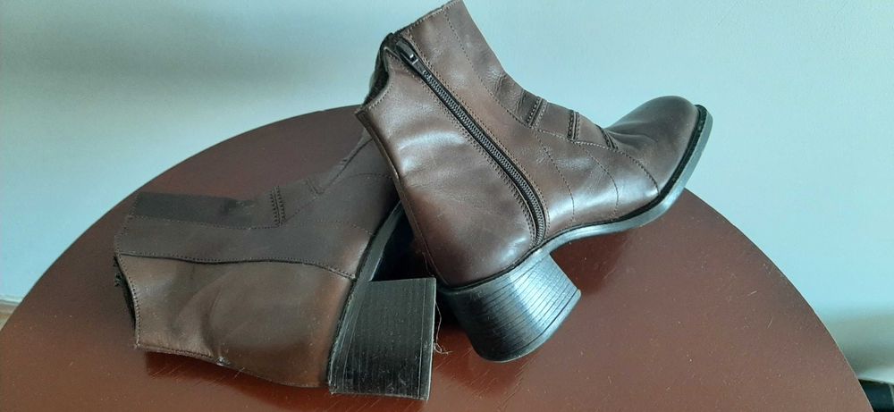 Brązowe botki skórzane Divina 36/37 Made in Spain