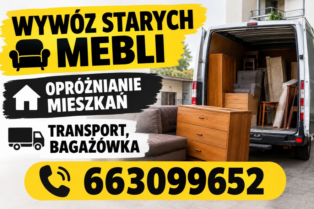 Opróżnianie Mieszkań, Piwnic, Garaży, Lokali, Domów. Wywóz Starych Mebli, Tekstyliów i AGD. Czyszczenie nieruchomości. Przeprowadzki.