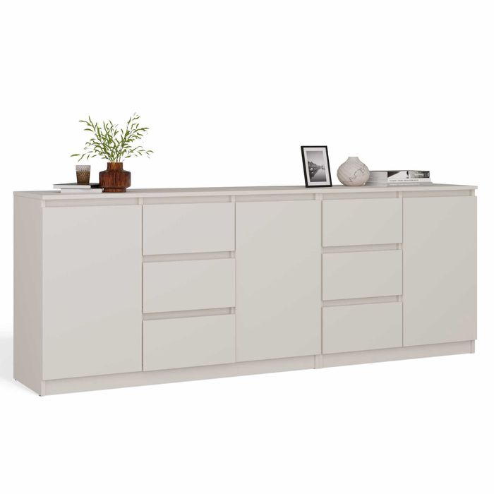 Zestaw Duża Szeroka KOMODA COSTA 3 Drzwi 6 Szuflad Szafka KASZMIR BEŻ