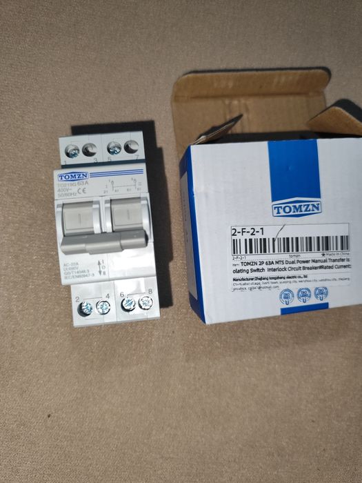 Перекидний автомат, перемикач вводу (I-0-II) TOMZN 1p/2p/3p/4p 63A