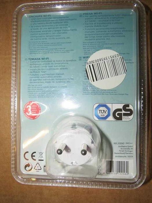 Tomada Wi-Fi  SilverCrest SWS-A1. NOVO! Embalagem fechada!