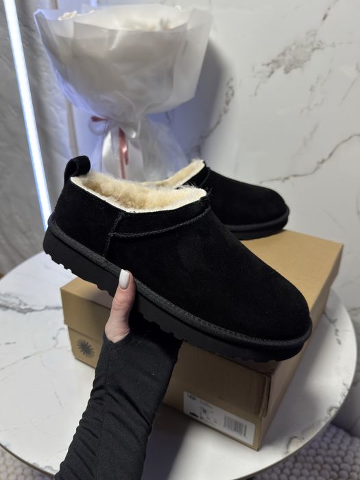 Трендові угі утеплені UGG CLASSIC MICRO CHESTNUT угг мікро чорні