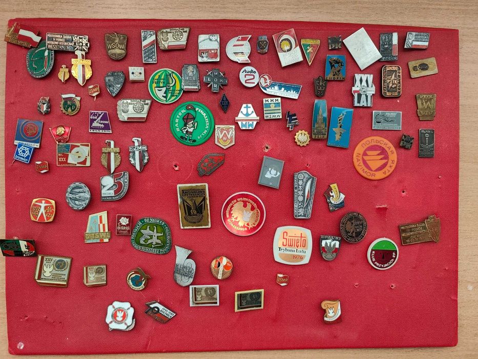 Zestaw Odznaki Wpinki PRL Około 85 Sztuk
