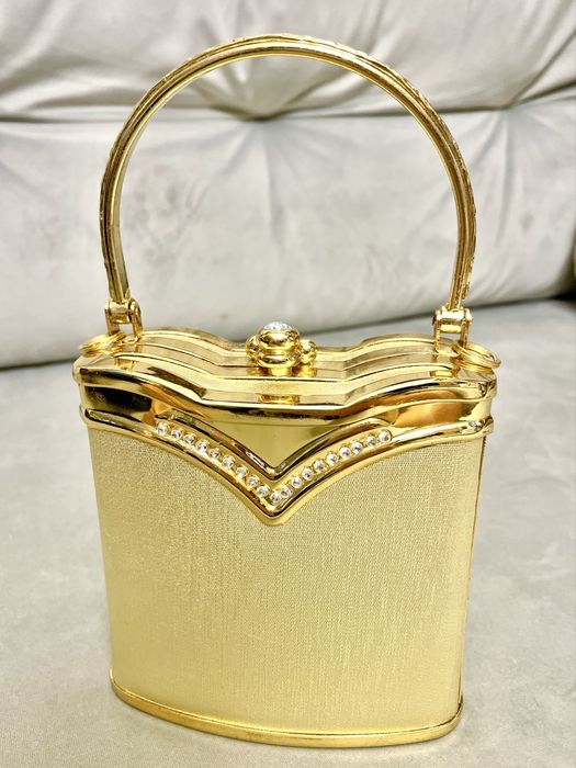 Zlota torebka elegancka kryształy bigiel cyrkonie