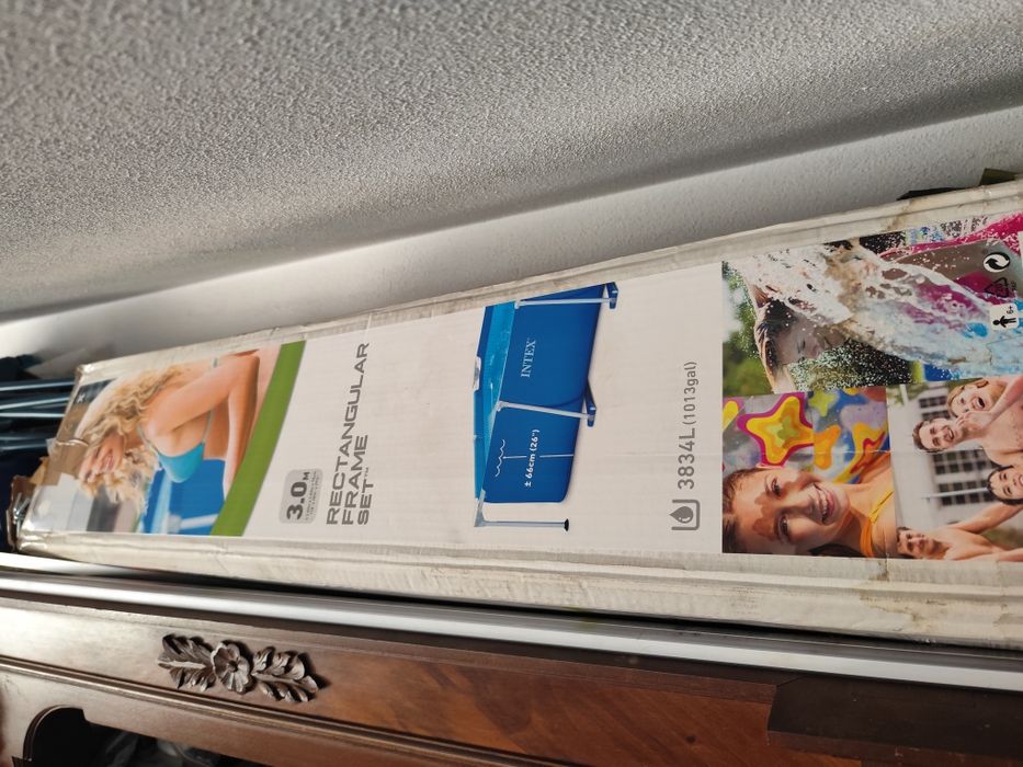 Piscina retangular, oferta de dispensador de cloro