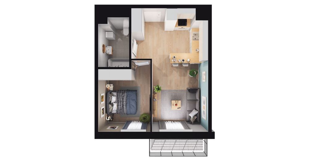 2-pokojowe mieszkanie 39m2 + balkon