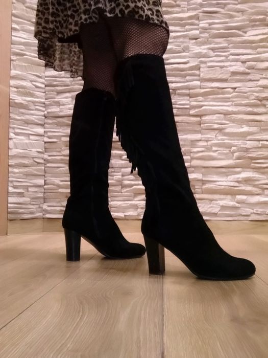 Kozaki zamszowe z frędzlami