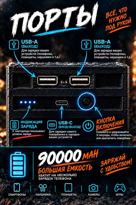 Power Bank 90 000 мА·ч  100w 140w