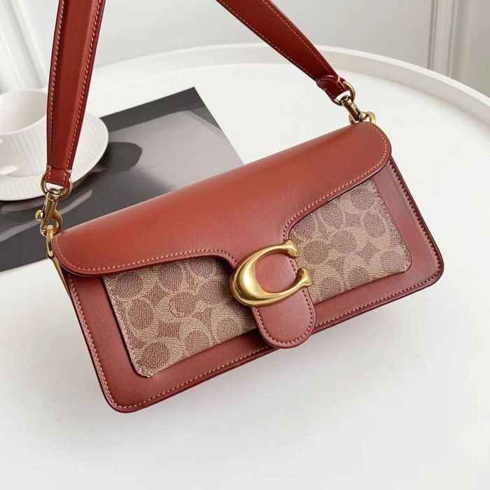 Coach Tabby сумка женская коричневая кожаная с золотом