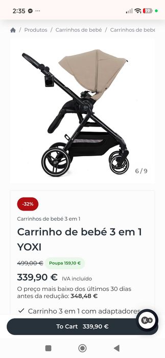Carrinho KINDERKRAFT de Bebé Universal Yoxi 3 em 1 (Bege)