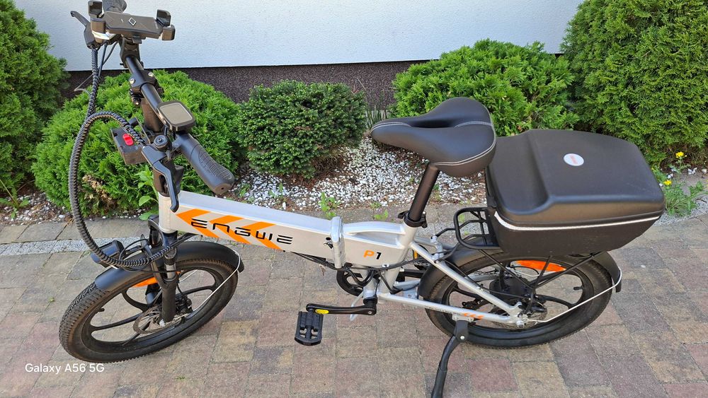 Rower elektryczny składany marki: Engwe P1-Rozmiar M-Szary 20" Moc 250 W - Zasięg 100 km+Kask
