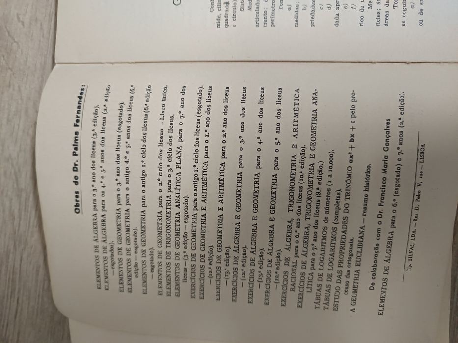 Livro de Exercícios de Geometria e Aritmética.1959