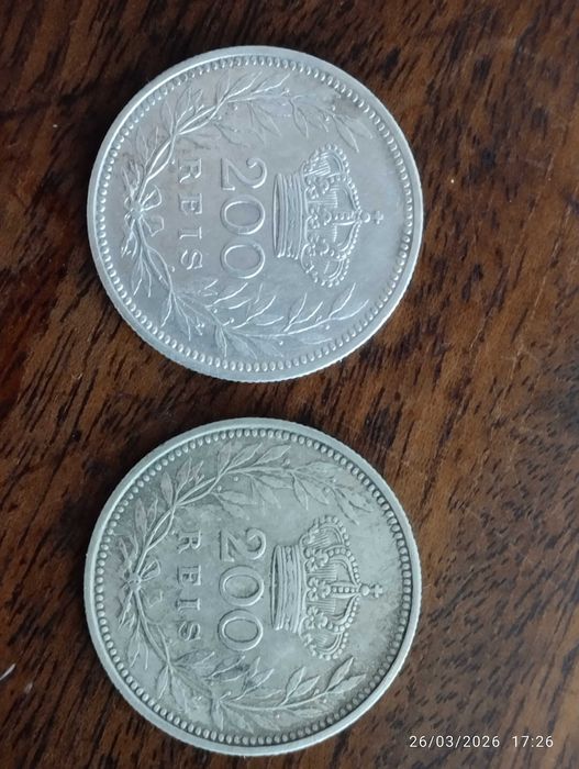 Moeda - 200 Réis - Manuel II - Prata