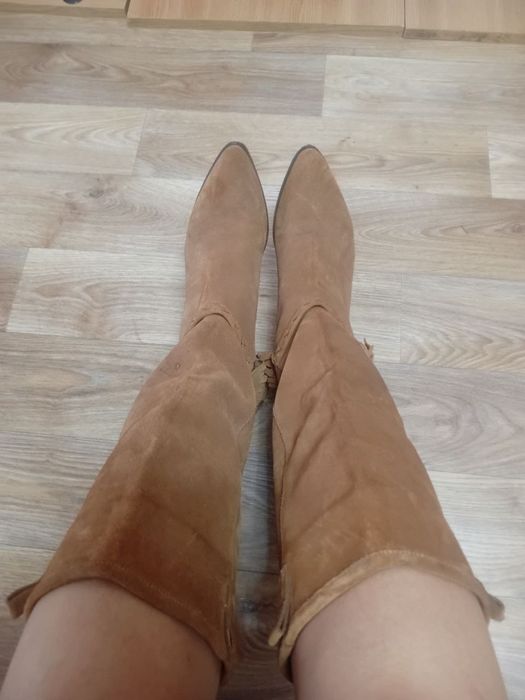 Чоботи казаки ковбойки замша