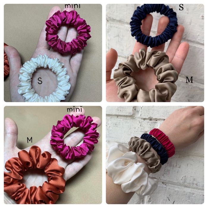 Шелковые резинки для волос. Скранчи - silk 100%