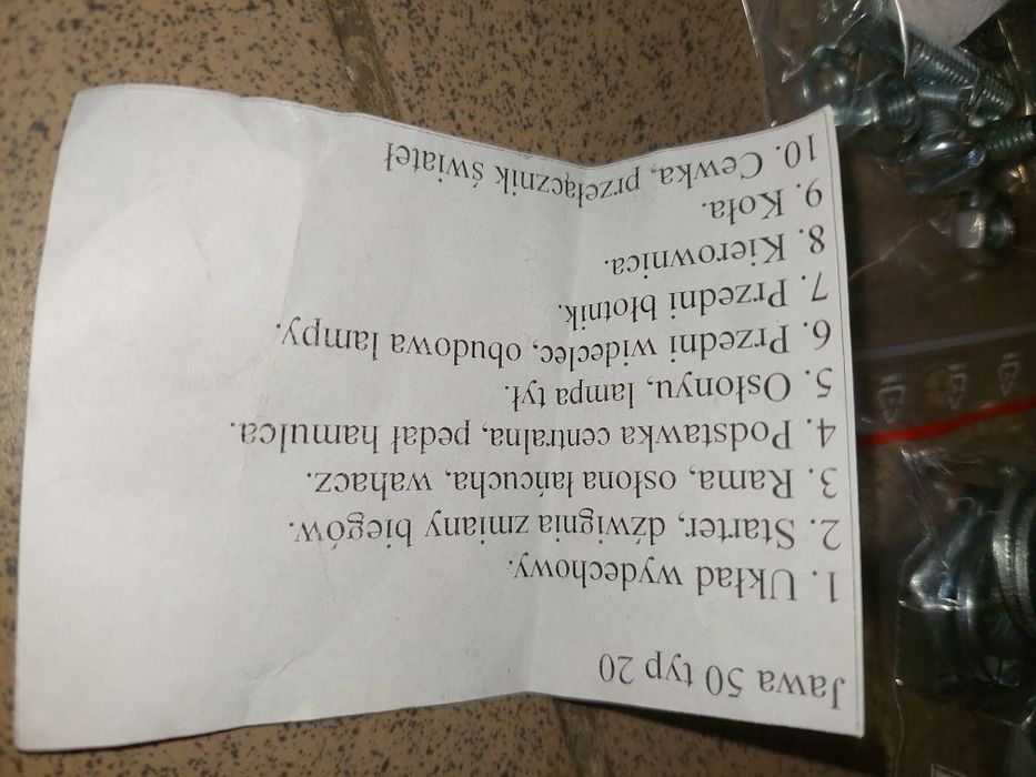 Nowy zestaw kpl srub rama jawa 50 kaczka pancerka typ 20