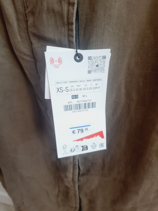 Zara trencz płaszcz Lyocell Len oliwkowy XS S M L