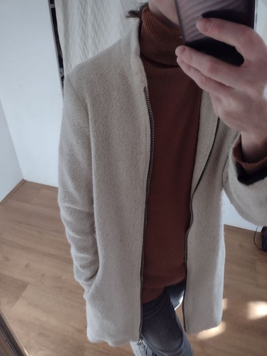 Parka płaszcz płaszczyk elegancki beżowy kremowy Stradivarius S 36