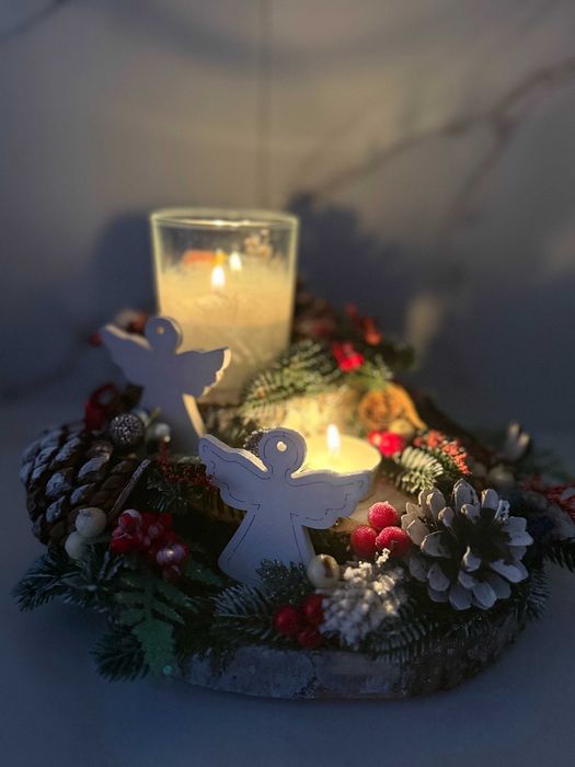Новорічна композиція. Зимовий підсвічник