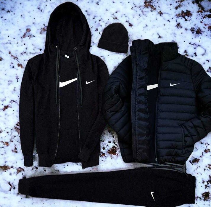 Nike Найк фліс костюм, футболка, шапка, куртка комплект 5в1 чоловічий