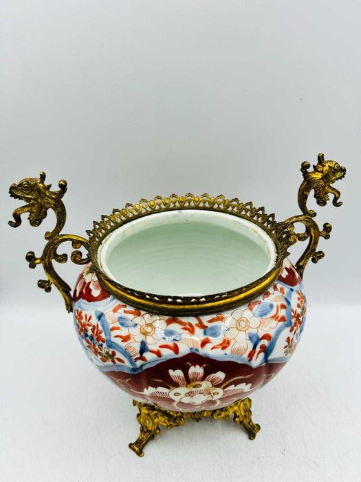 Porcelanowa Żardiniera Imari Brąz Antyk XX