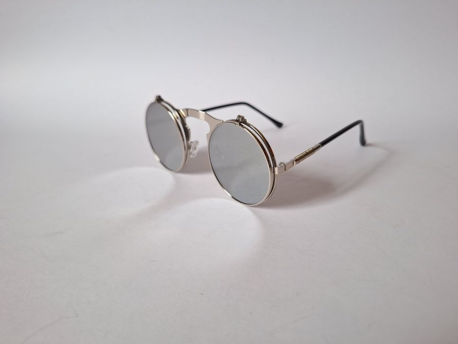 nowe metalowe okulary przeciwsłoneczne zerówki, steampunk,  vintage, e