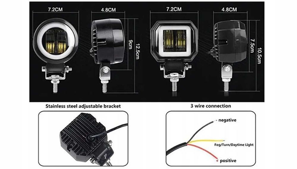 2x Halogen H led + ring angel eyes dalekosięzny